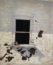Waiting for mum. Two fledgling sparrows on the window sill of the old school house waiting to be fed.  Private collection.